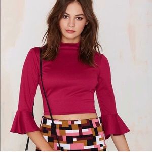 SOLD Nasty Gal For Keeps Bell Sleeve Crop Top Size L